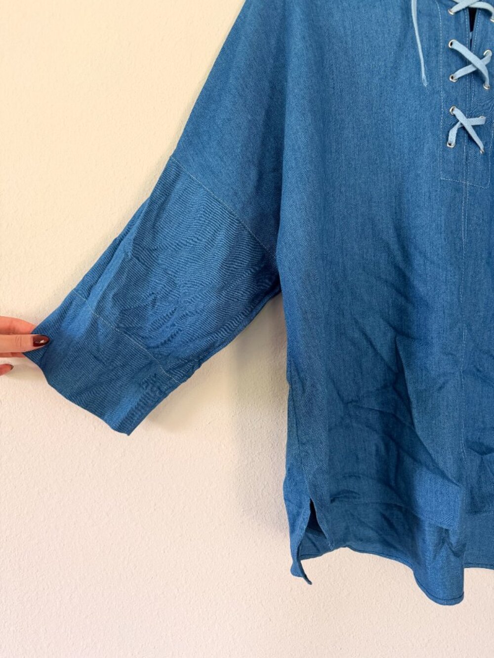 Akris Punto Denim Chambray Laced Tunic size 16 - Picture 5 of 7